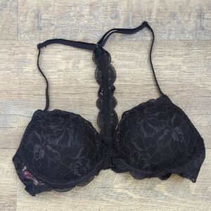 PINK Victoria's Secret Black Lace Halter Bra